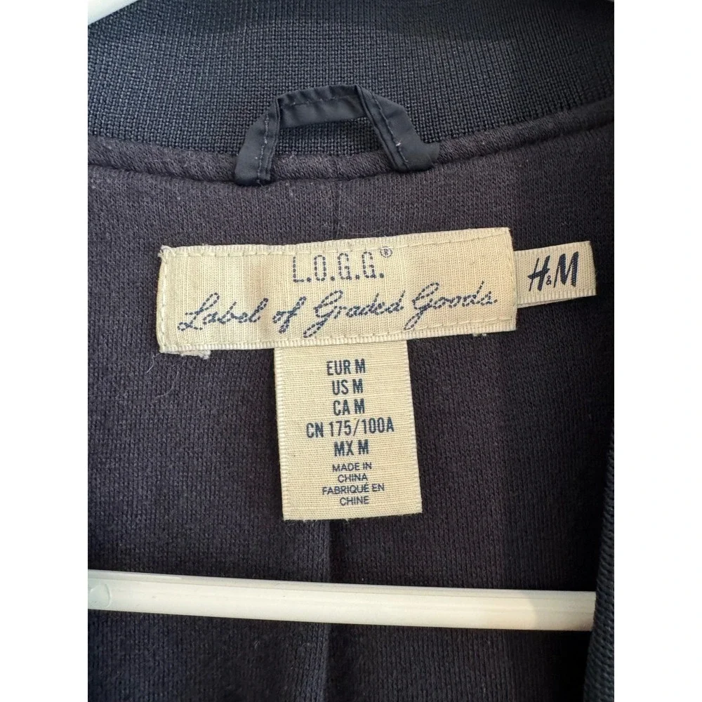 H&M LOGG Bomber Flight Jacket Mens Size M Navy Blue Utility Sleeve Pocket